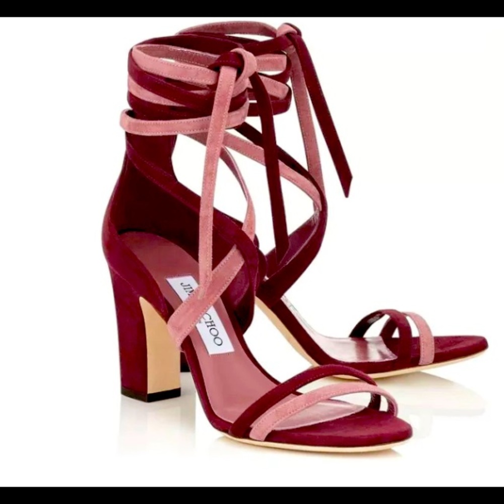 Jimmy Choo “Flynn 85” Suede Wrap Sandal
